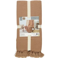 Narzuta na łóżko waflowana 120x150 cm ochra