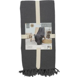 Narzuta na łóżko waflowana 120x150 cm grafitowa