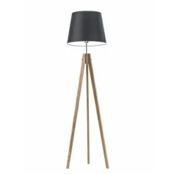 Nowoczesne oświetlenie ARUBA abażur czarny stelaż dębowy