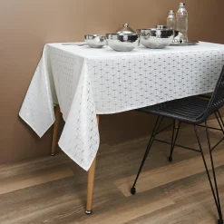 Obrus Geometric Dore biały/srebrny 140x250cm