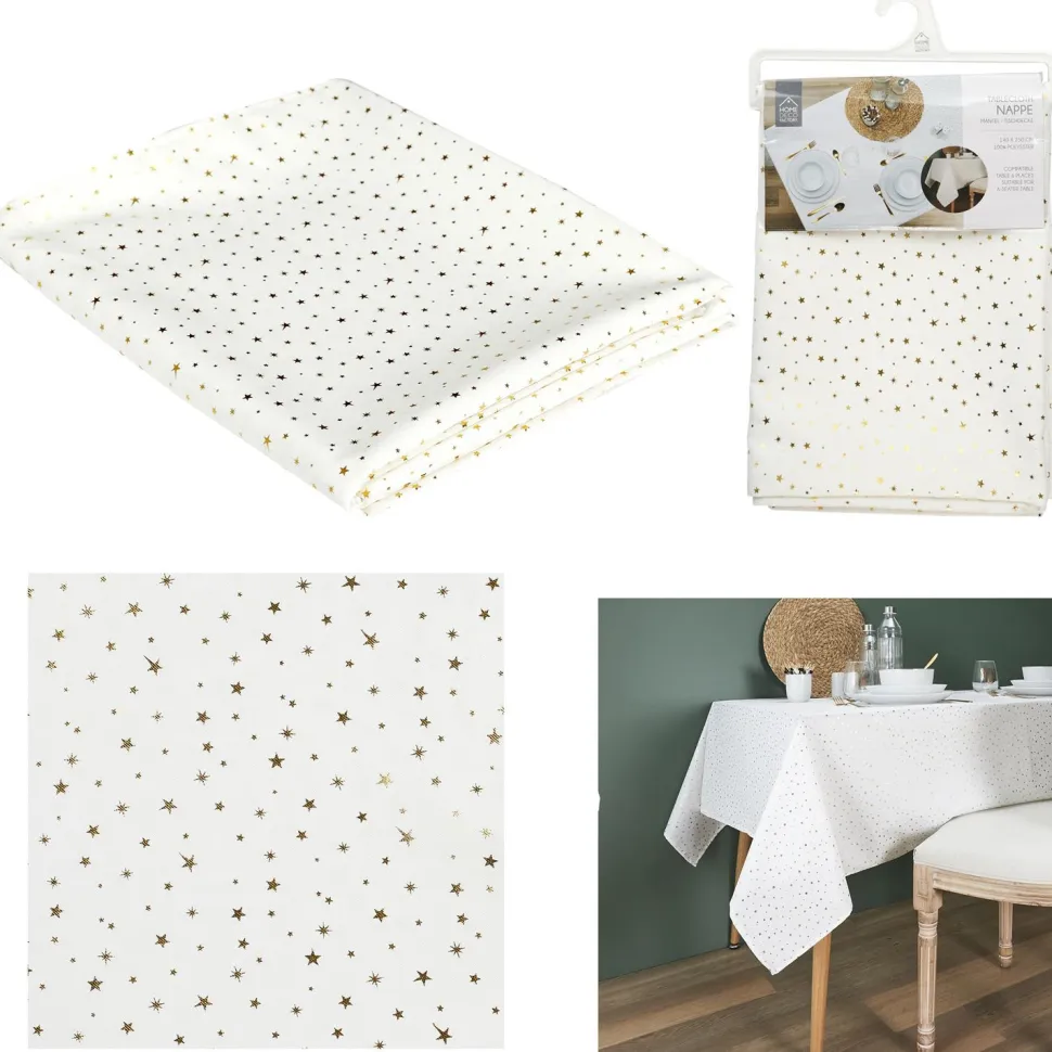 Obrus Star Dore biały/złoty 140x250cm