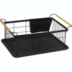 Ociekacz do naczyń czarny/drewno