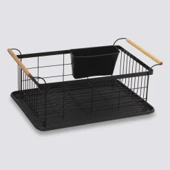 Ociekacz do naczyń czarny/drewno