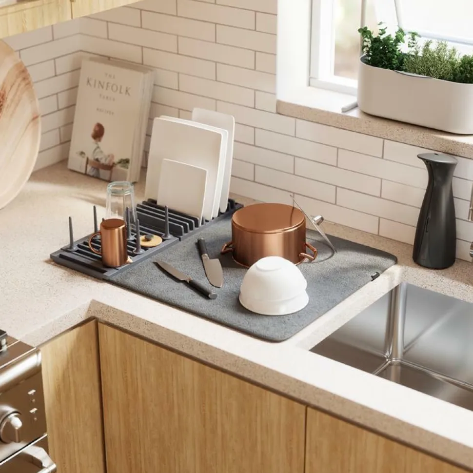 Ociekacz, suszarka do naczyń z matą UDry szara