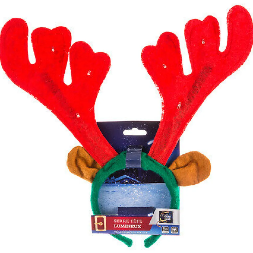 Opaska na głowę Renifer LED czerwony/zielony