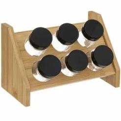 Organizer na przyprawy 6 słoiczkami bambusowy