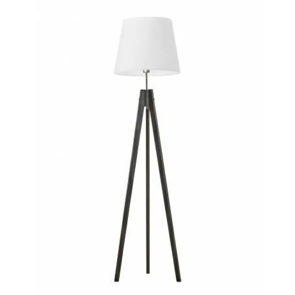 Oświetlenie podłogowe ARUBA abażur biały stelaż hebanowy