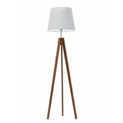 Oświetlenie podłogowe ARUBA abażur jasny szary stelaż mahoniowy