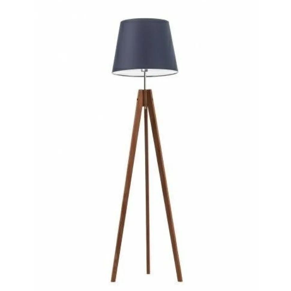 Oświetlenie podłogowe ARUBA abażur granatowy stelaż mahoniowy