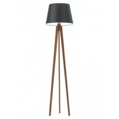 Oświetlenie podłogowe CURACAO abażur czarny stelaż mahoniowy