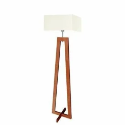 Oświetlenie podłogowe JAWA abażur ecru stelaż mahoniowy