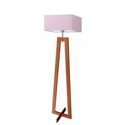 Oświetlenie podłogowe JAWA abażur jasny fiolet stelaż mahoniowy