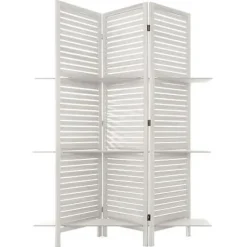 Parawan Diam z 3 półkami drewniany biały