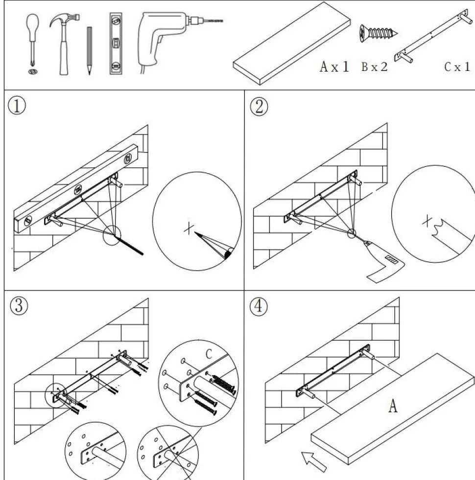 Półka ścienna samowisząca 60cm dąb szary