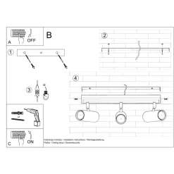 Plafon DIREZIONE 3 czarny