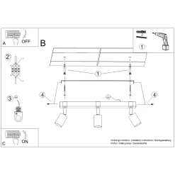 Plafon FAGER 3 czarny