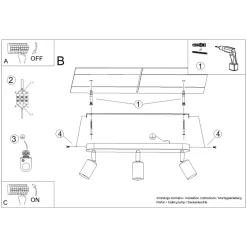 Plafon FORNES 3 czarny