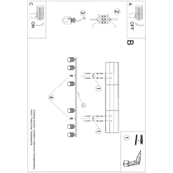 Plafon KARBON 6L zielony oliwkowy