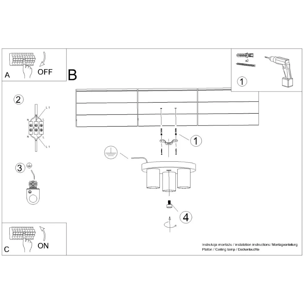 Plafon LAGOS 3P czarny