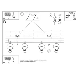 Plafon OCULARE 4L czarny
