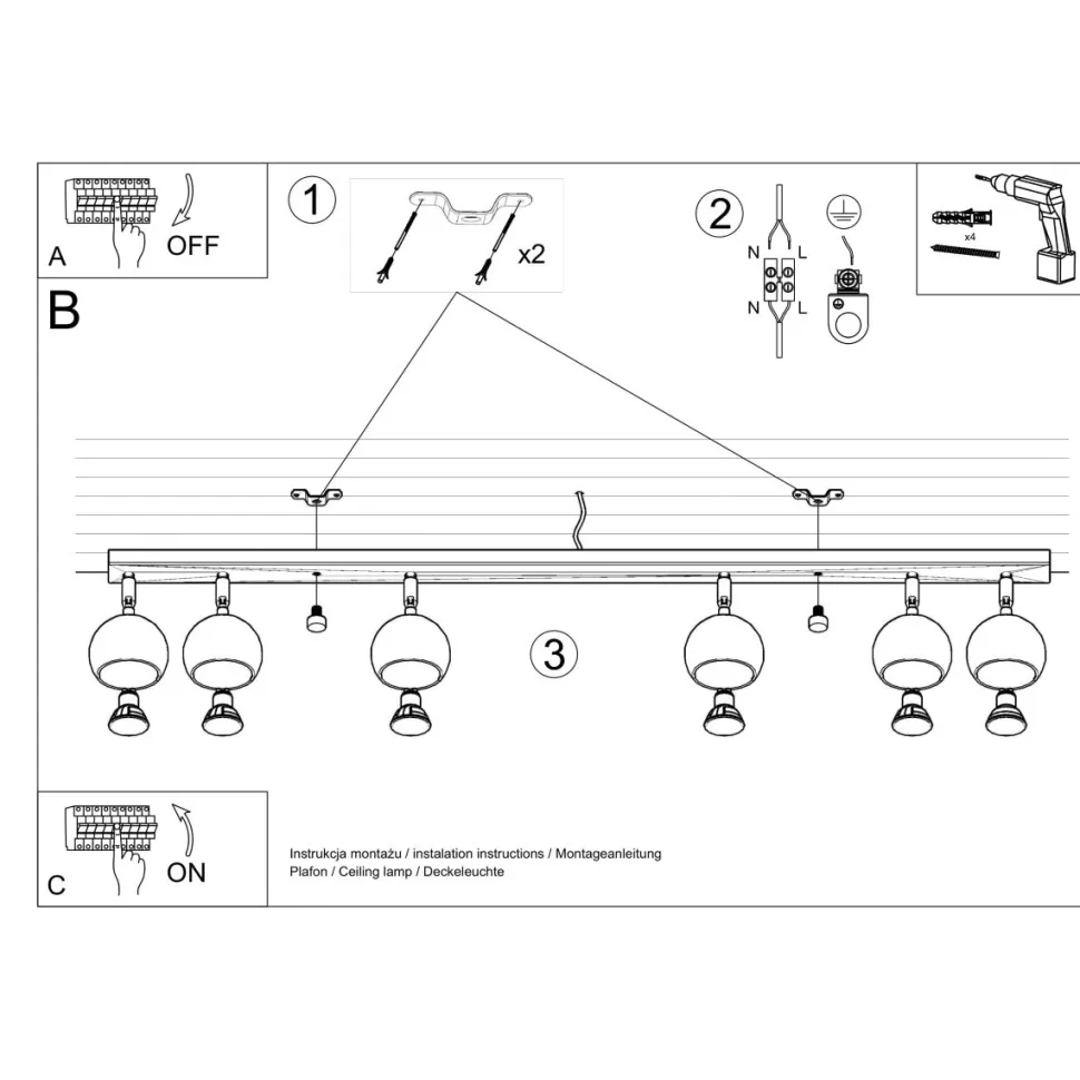 Plafon OCULARE 6L czarny