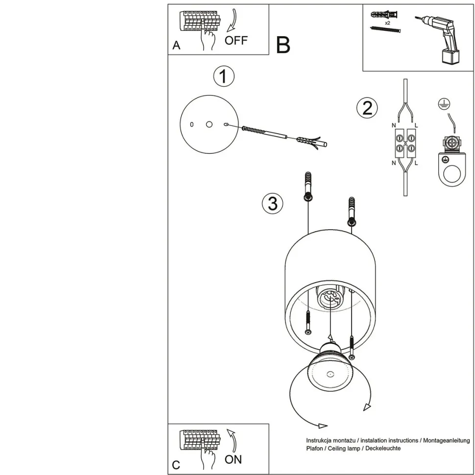 Plafon ORBIS 1 złoty