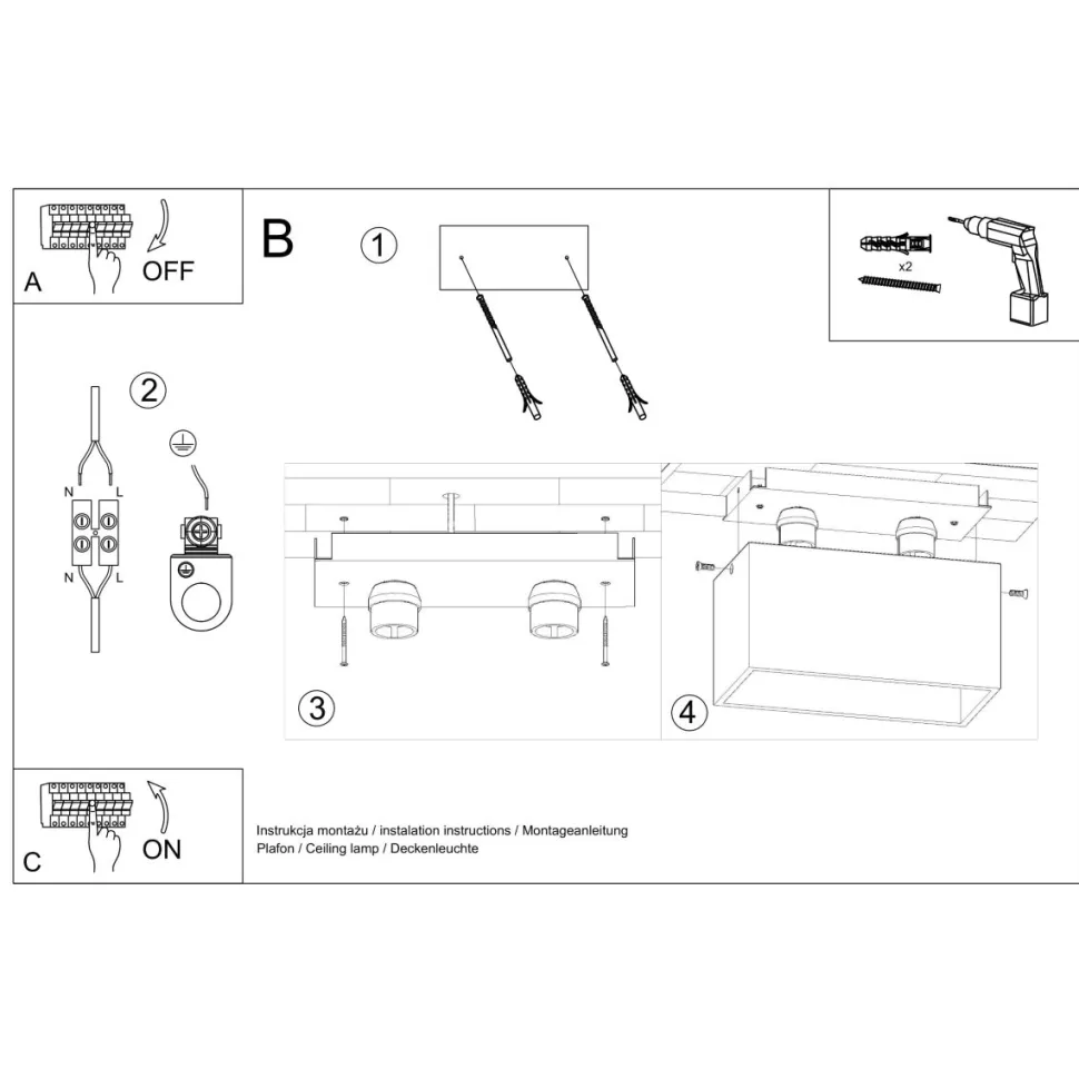 Plafon QUAD MAXI szary