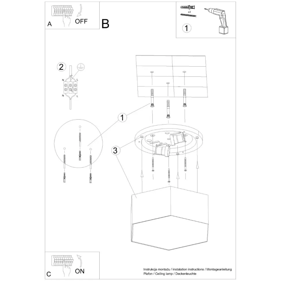 Plafon SUNDE 15 czarny