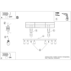 Plafon WINX 6L czarny/chrom