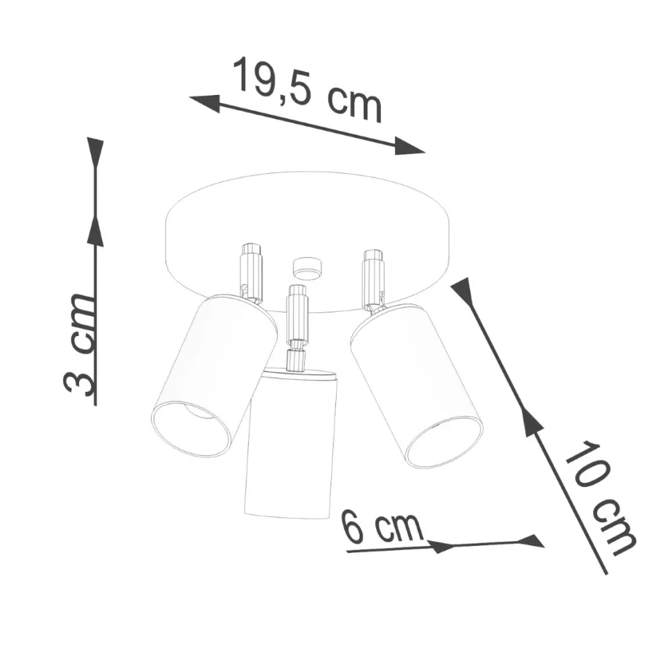 Plafon WINX 3P czarny/chrom