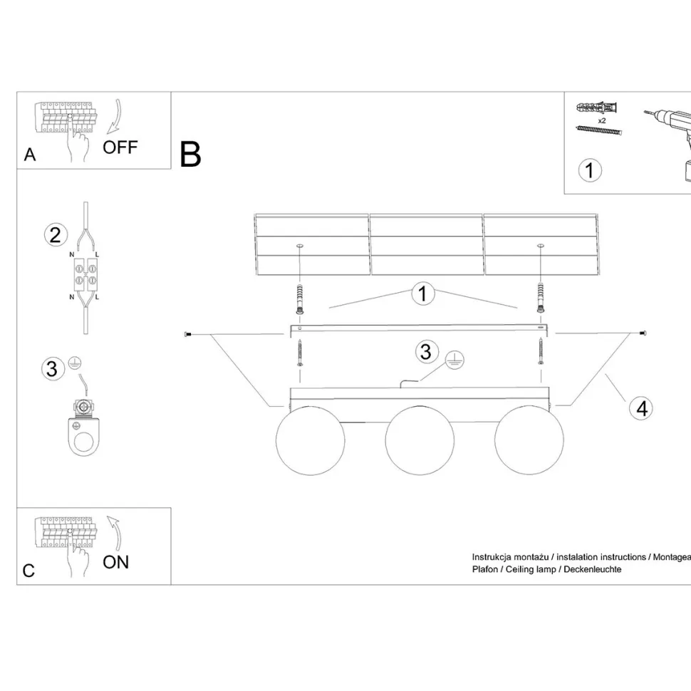 Plafon YOLI 3 czarny