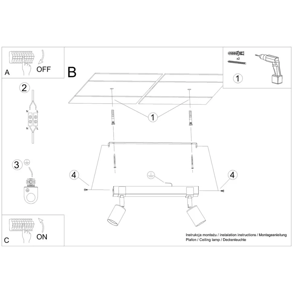 Plafon ZUCA 2 czarny