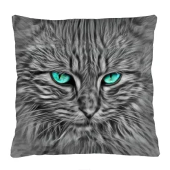 Poduszka Mouton z nadrukiem kota szara