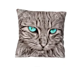 Poduszka Mouton z nadrukiem kota szara