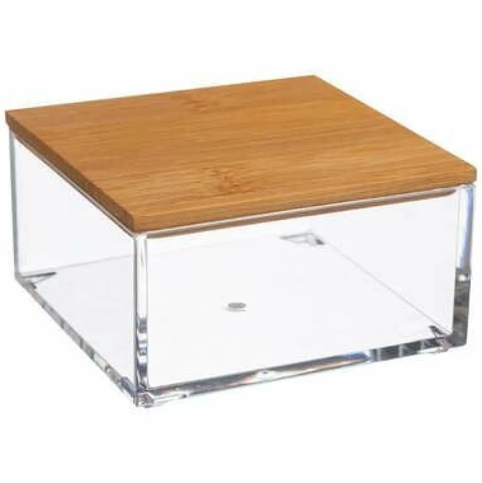 Pojemnik Selena mały kwadrat z bambusową pokrywką