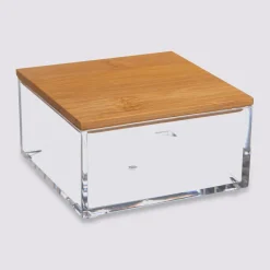 Pojemnik Selena mały kwadrat z bambusową pokrywką