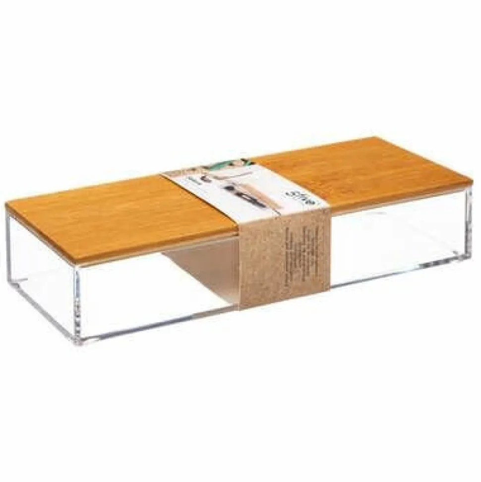 Pojemnik Selena średni prostokąt z bambusową pokrywką