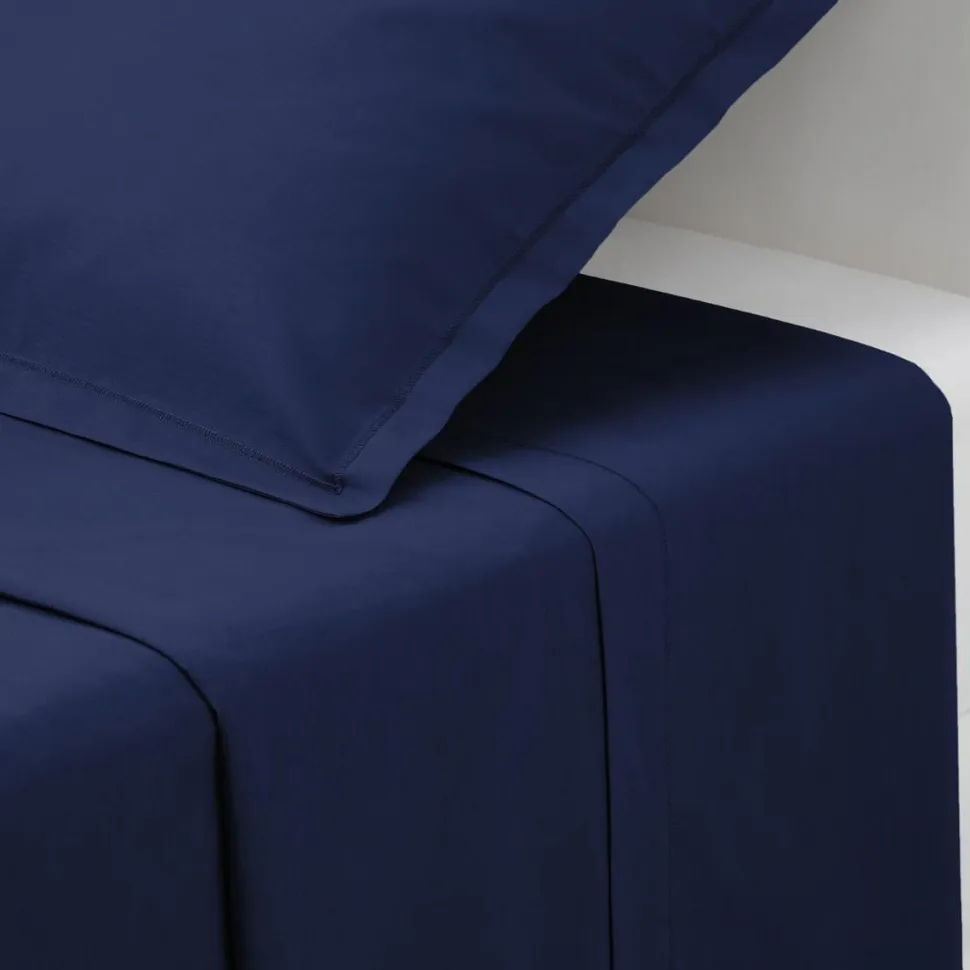 Prześcieradło bawełniane 240 x 290 cm niebieskie