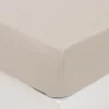 Prześcieradło z dopasowaną gumką 140  x 190 cm bawełna kość słoniowa
