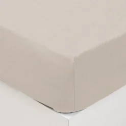 Prześcieradło z dopasowaną gumką 140  x 190 cm bawełna kość słoniowa