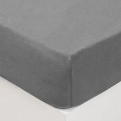 Prześcieradło z dopasowaną gumką 140  x 190 cm bawełna szare