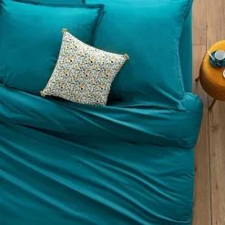 Prześcieradło z gumką 90 x 190 cm  z zakładką 30 cm bawełna turkusowa