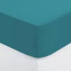 Prześcieradło z gumką 140 x 190 cm  z zakładką 30 cm bawełna turkusowa