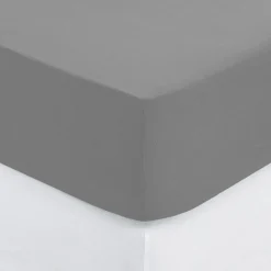 Prześcieradło z gumką 90 x 190 cm  z zakładką 30 cm szare bawełniane