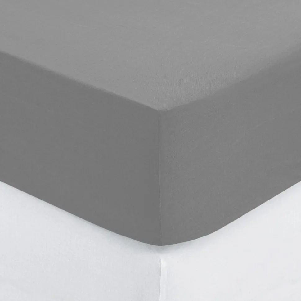 Prześcieradło z gumką 90 x 190 cm z zakładką 30 cm szare bawełniane