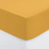 Prześcieradło z gumką 140 x 190 cm  z zakładką 30 cm bawełna ochra