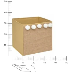 Pudełko do regału jutowe z pomponami