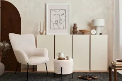 Pufa Alford biała tkanina teddy