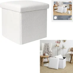 Pufa Intesi Vels Boucle biała składana