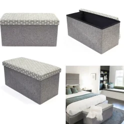 Pufa Intesi Velse light grey print white składana